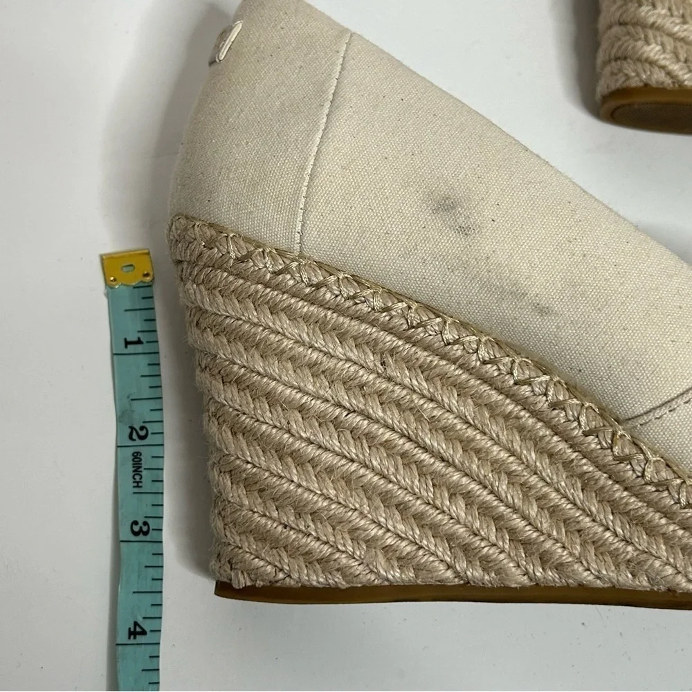 Toms Michele Canvas Peep Toe Wedge Espadrilles